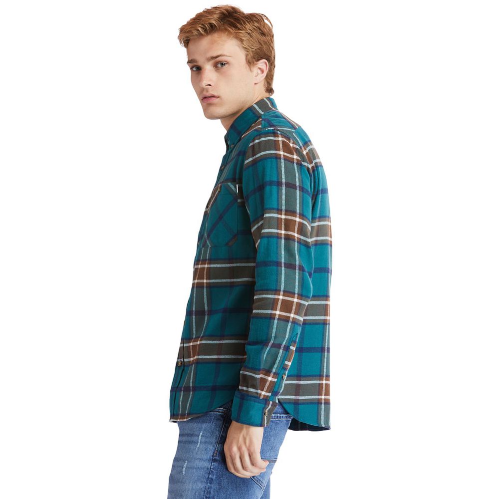 Camisa Timberland Hombre Back River Heavy Flannel Check Azules - Chile PHK-605217